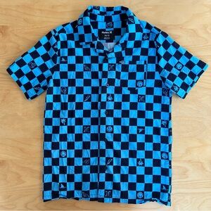 Hurley Kids Blue and Black Patterned Shirt